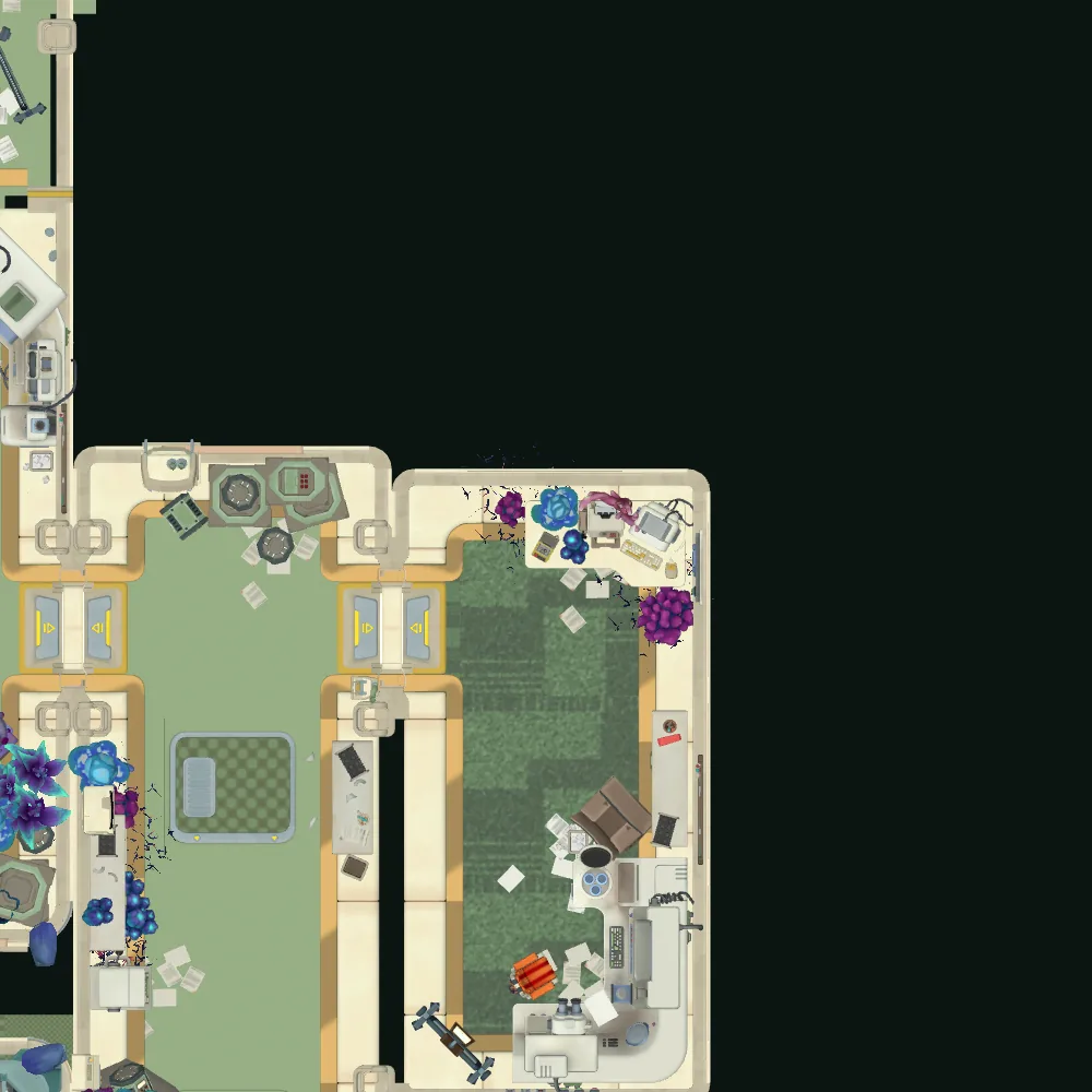 Cut-away map from above with the spot of Audio log 18: Today was near-death experience uhm... Eleven, twelve? marked
