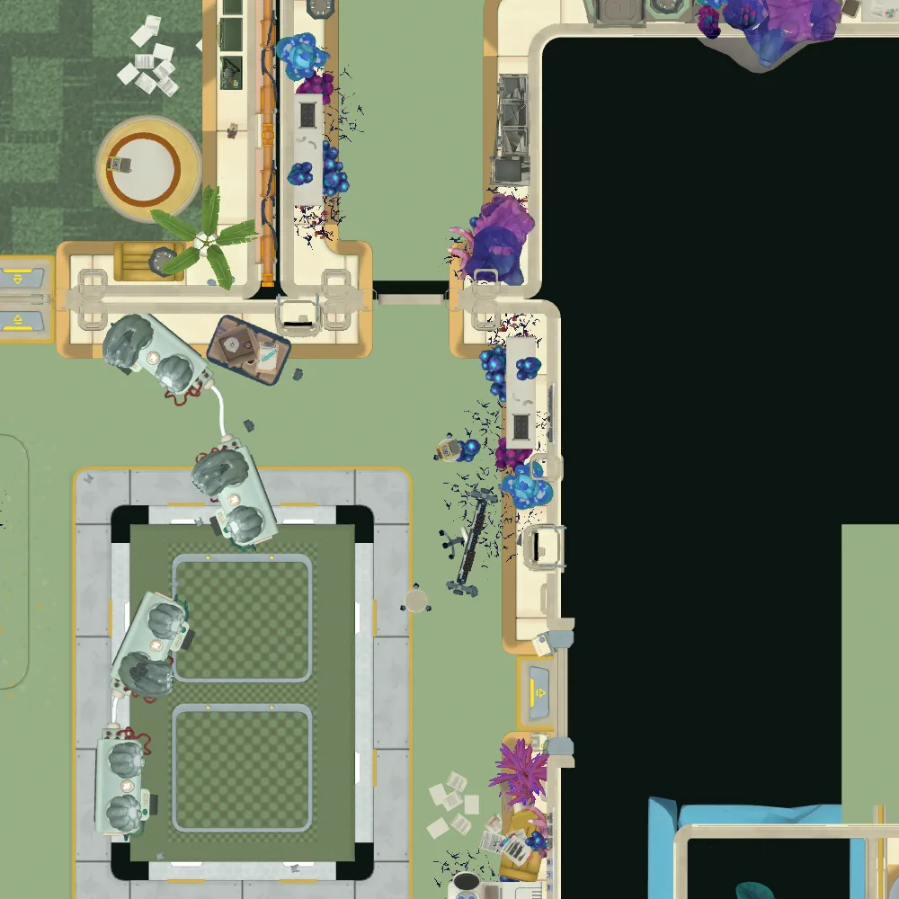 Cut-away map from above with the spot of Audio log 12: Alan and Emily's 'runes' have got everyone excited. marked