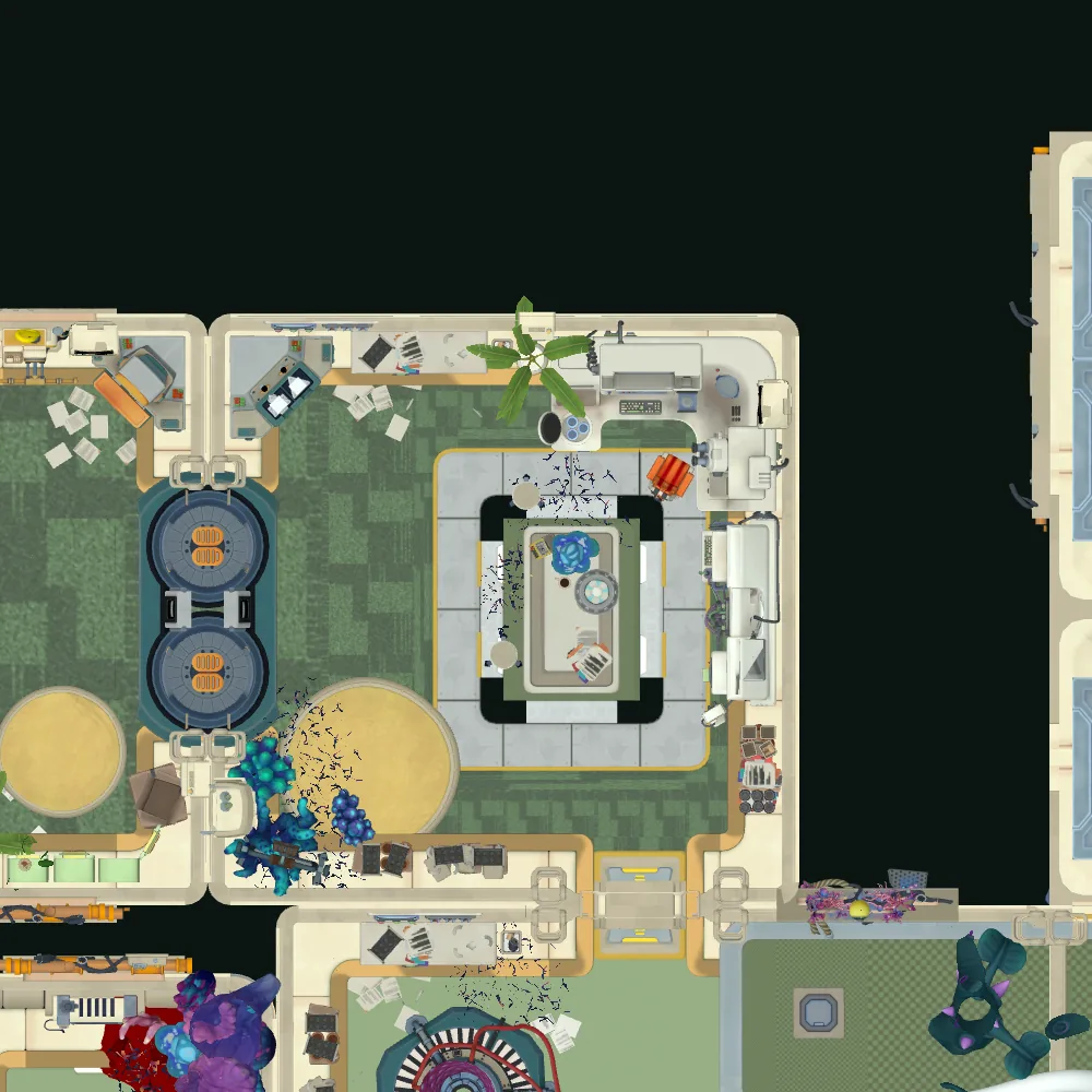 Cut-away map from above with the spot of Audio log 21: For every 50 runes Emily makes, 49 are failures. marked