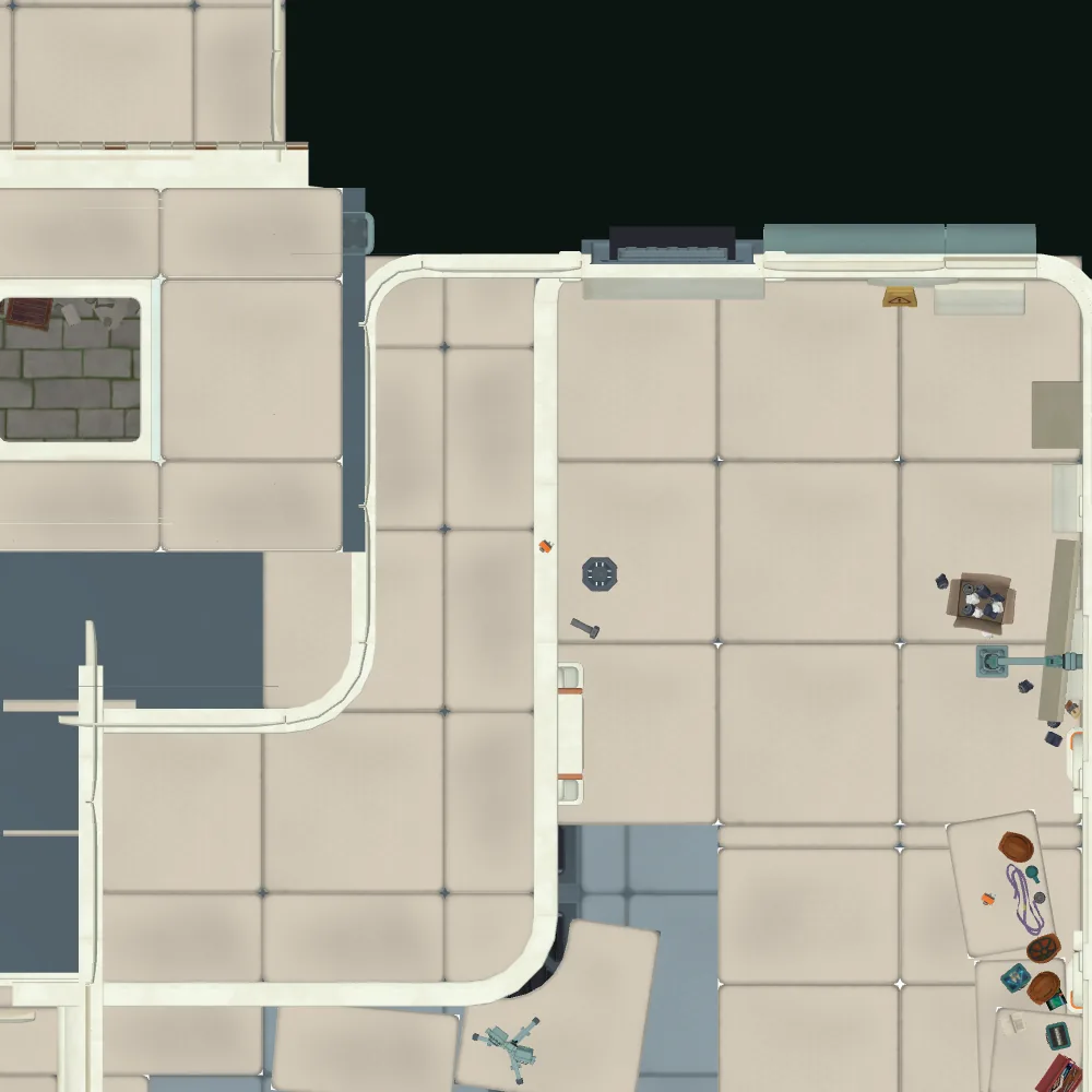 Cut-away map from above with the spot of Orange fuse 10 marked