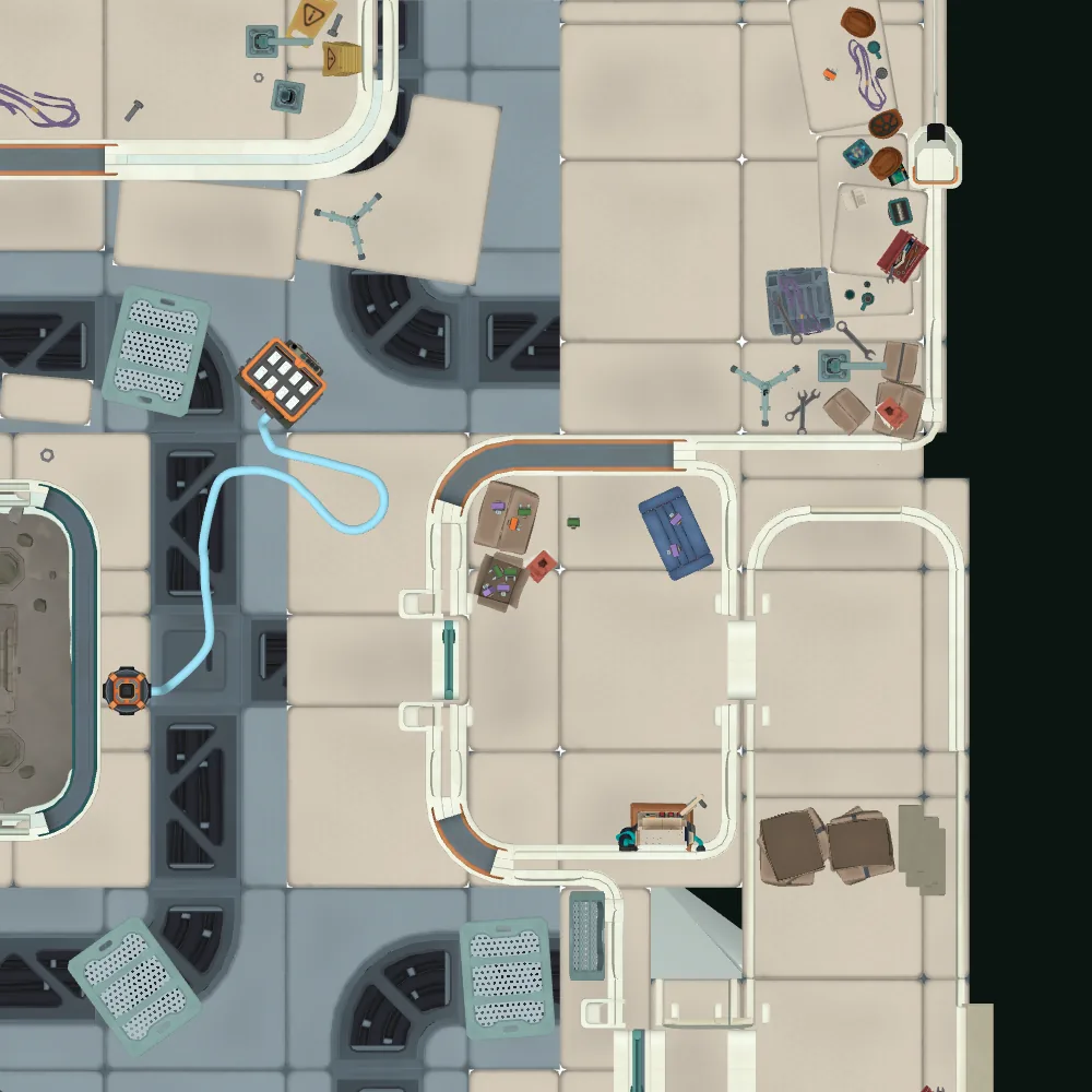 Cut-away map from above with the spot of Fuse store 11 marked