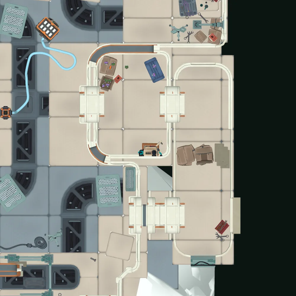 Cut-away map from above with the spot of Orange fuse 12 marked