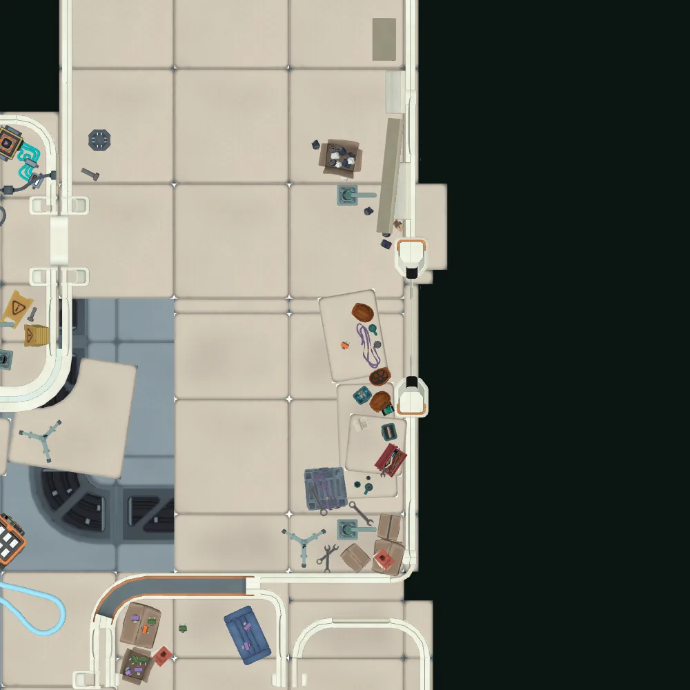 Cut-away map from above with the spot of Orange fuse 13 marked
