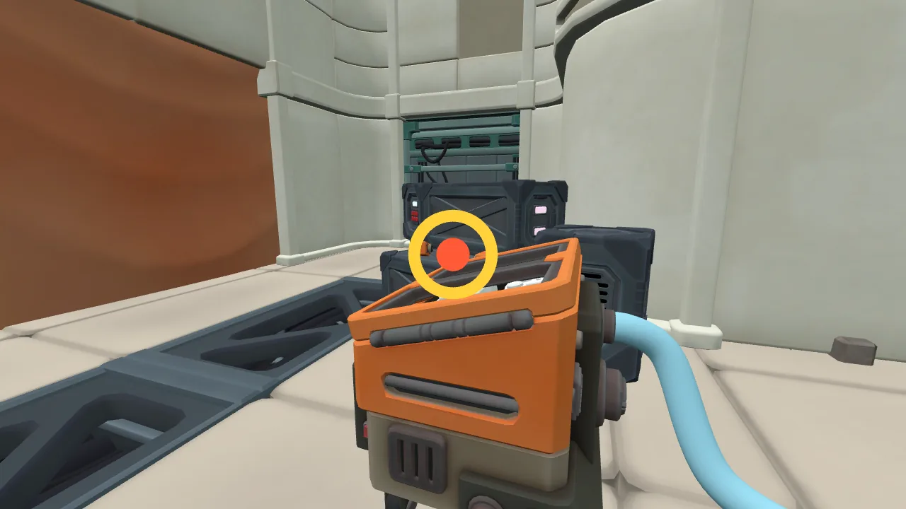 Orange fuse 2 seen from nearby, marked with a ring