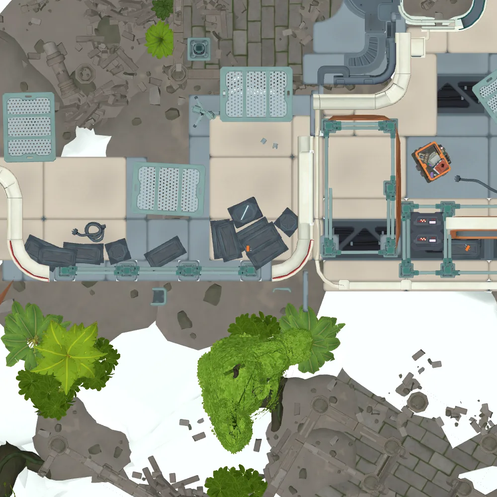 Cut-away map from above with the spot of Orange fuse 4 marked