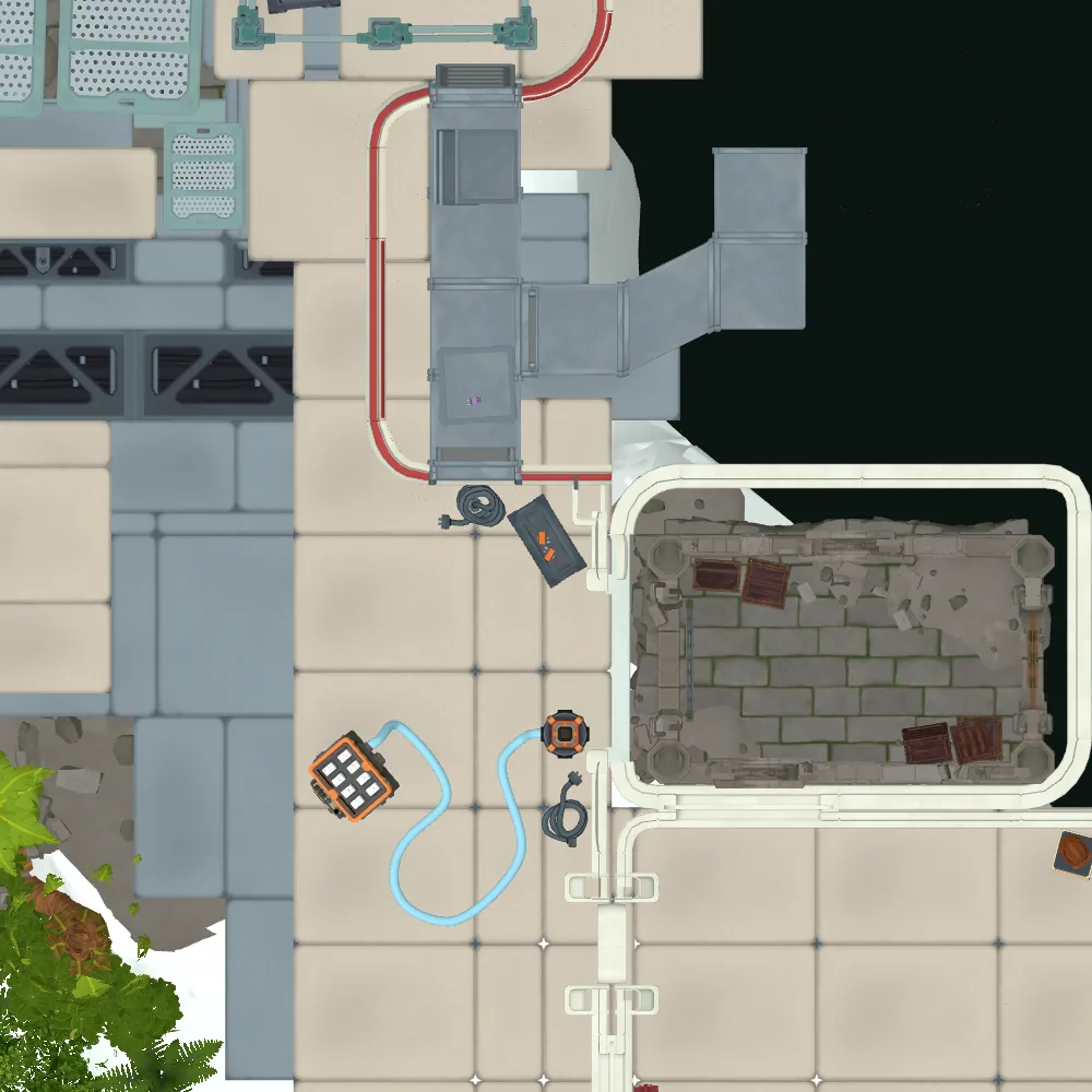 Cut-away map from above with the spot of Orange fuse 6 marked