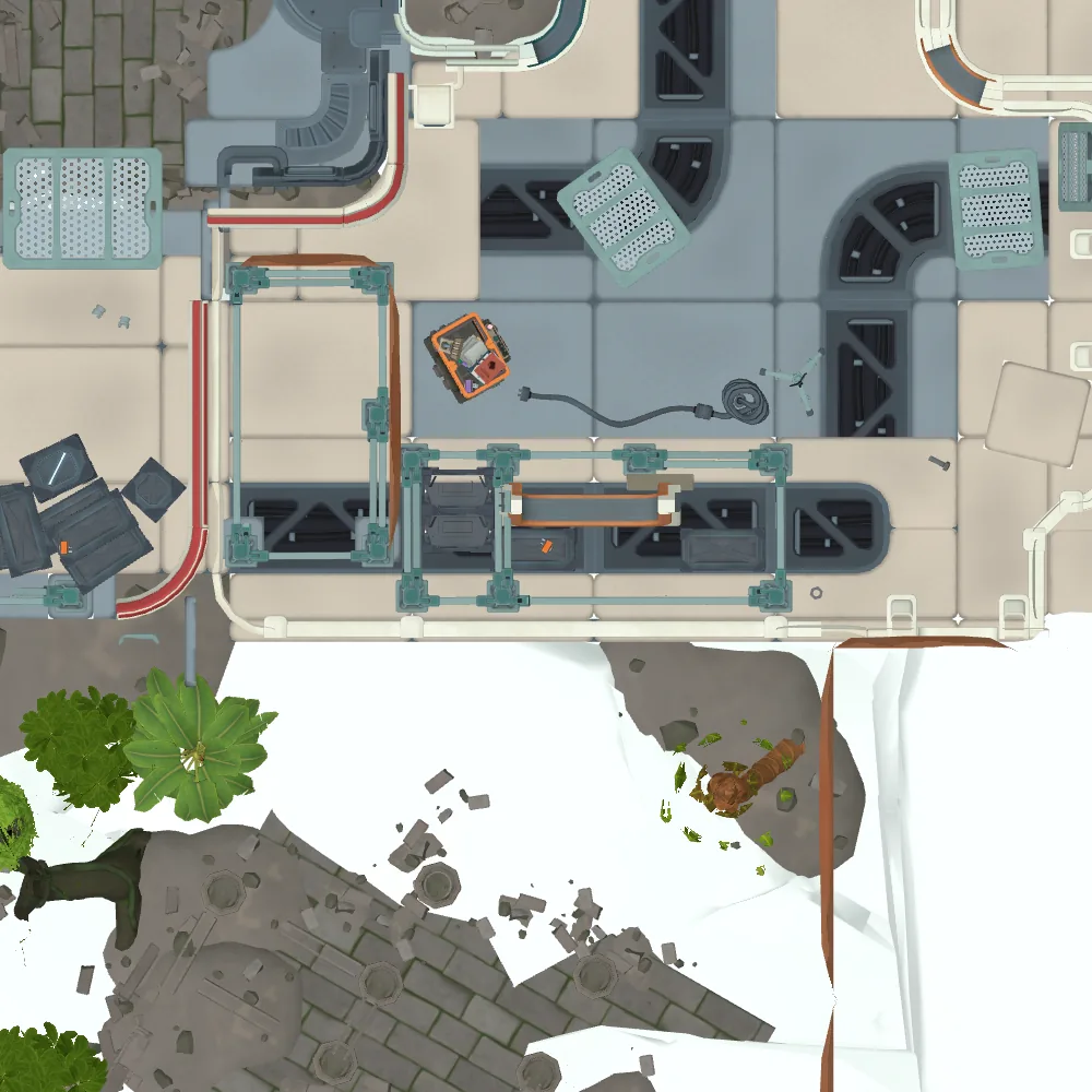 Cut-away map from above with the spot of Orange fuse 9 marked