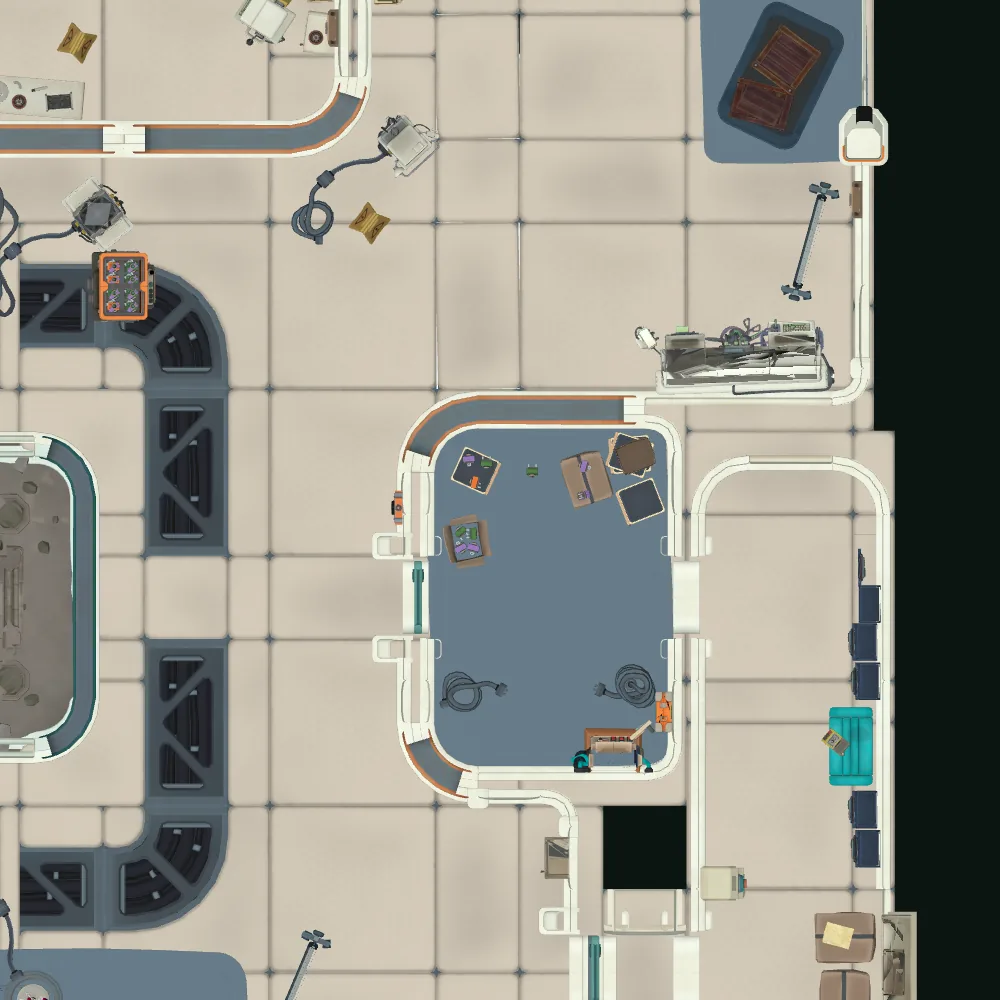 Cut-away map from above with the spot of Fuse store 18 marked